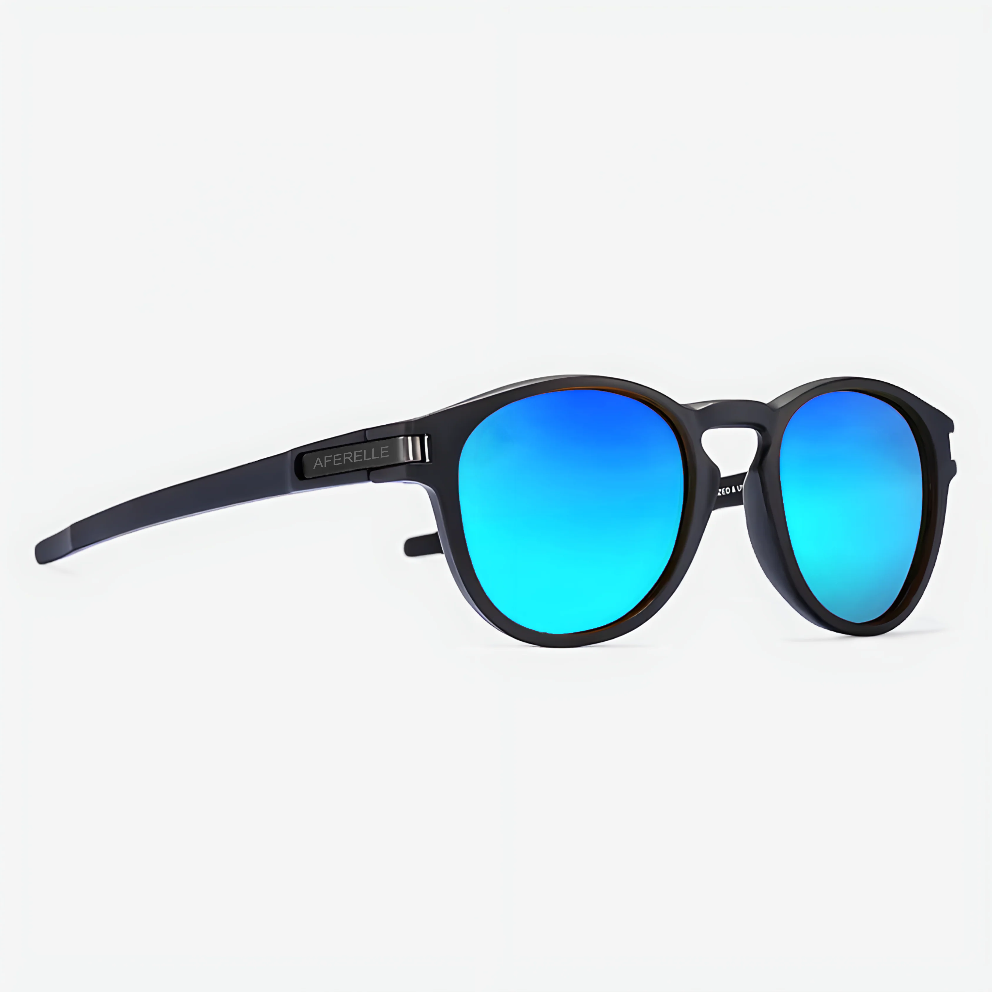 THE BOSS | Round Black Mirror Blue Unisex UV400 HD Pro Sunglasses - Image 3