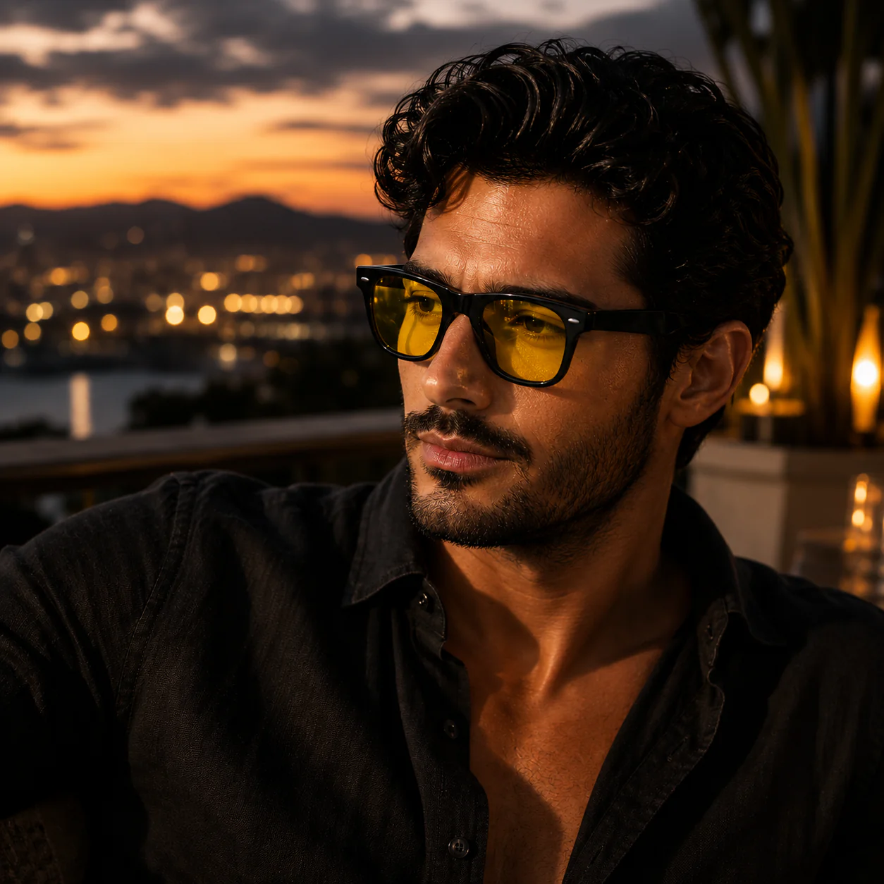 THE Dictator Unisex Yellow Glossy Black  Night Driving UV400 Sunglasses - Image 4