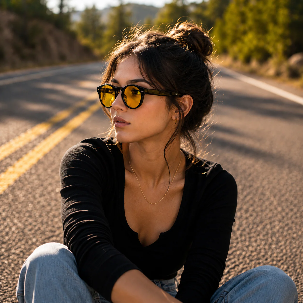 THE ORBIT Y1 Unisex UV400 HD Glossy Black Yellow  Night Driving Sunglasses - Image 3
