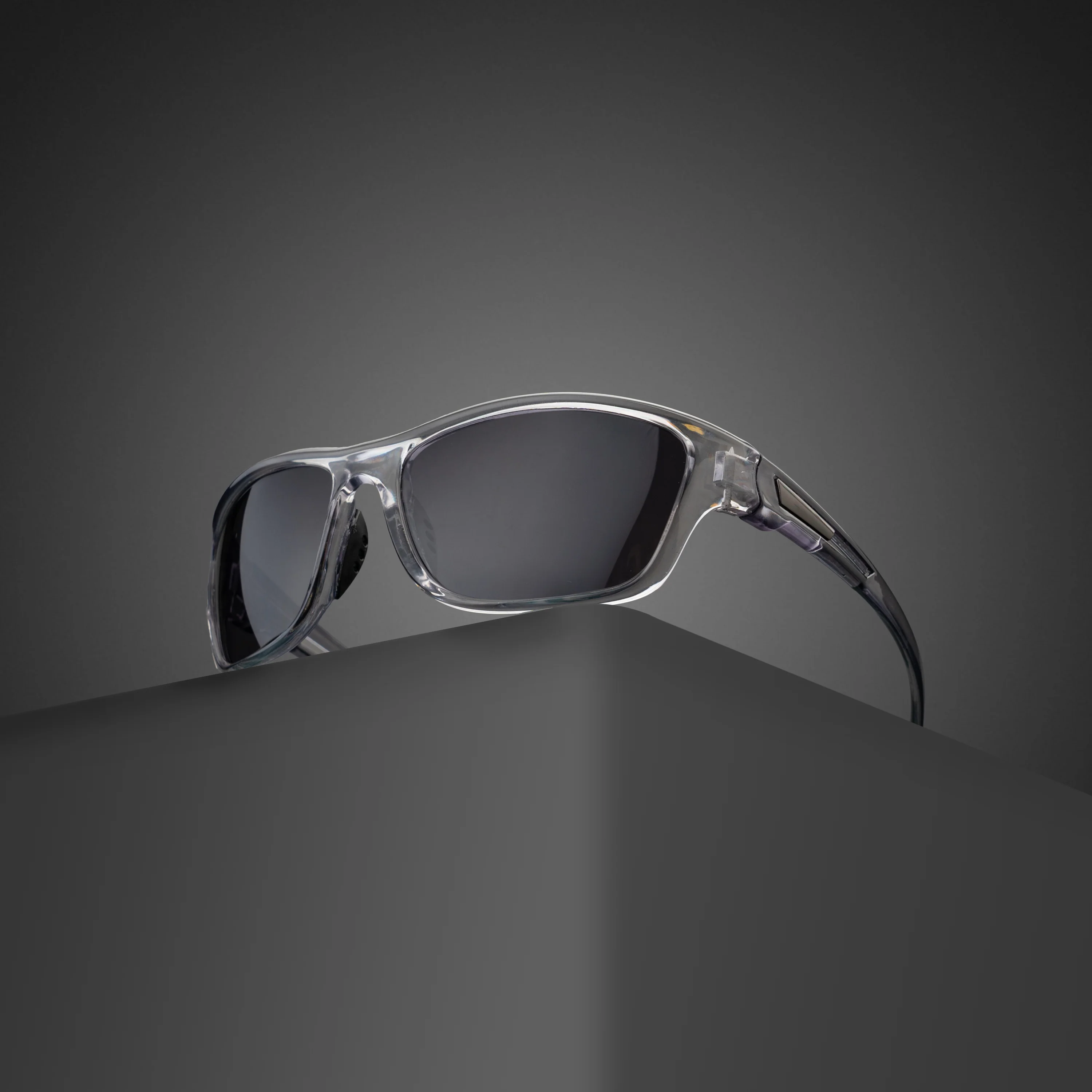 WRAP GLOSSY GREY BLACK Unisex UV400 HD Pro Sunglasses - Image 2
