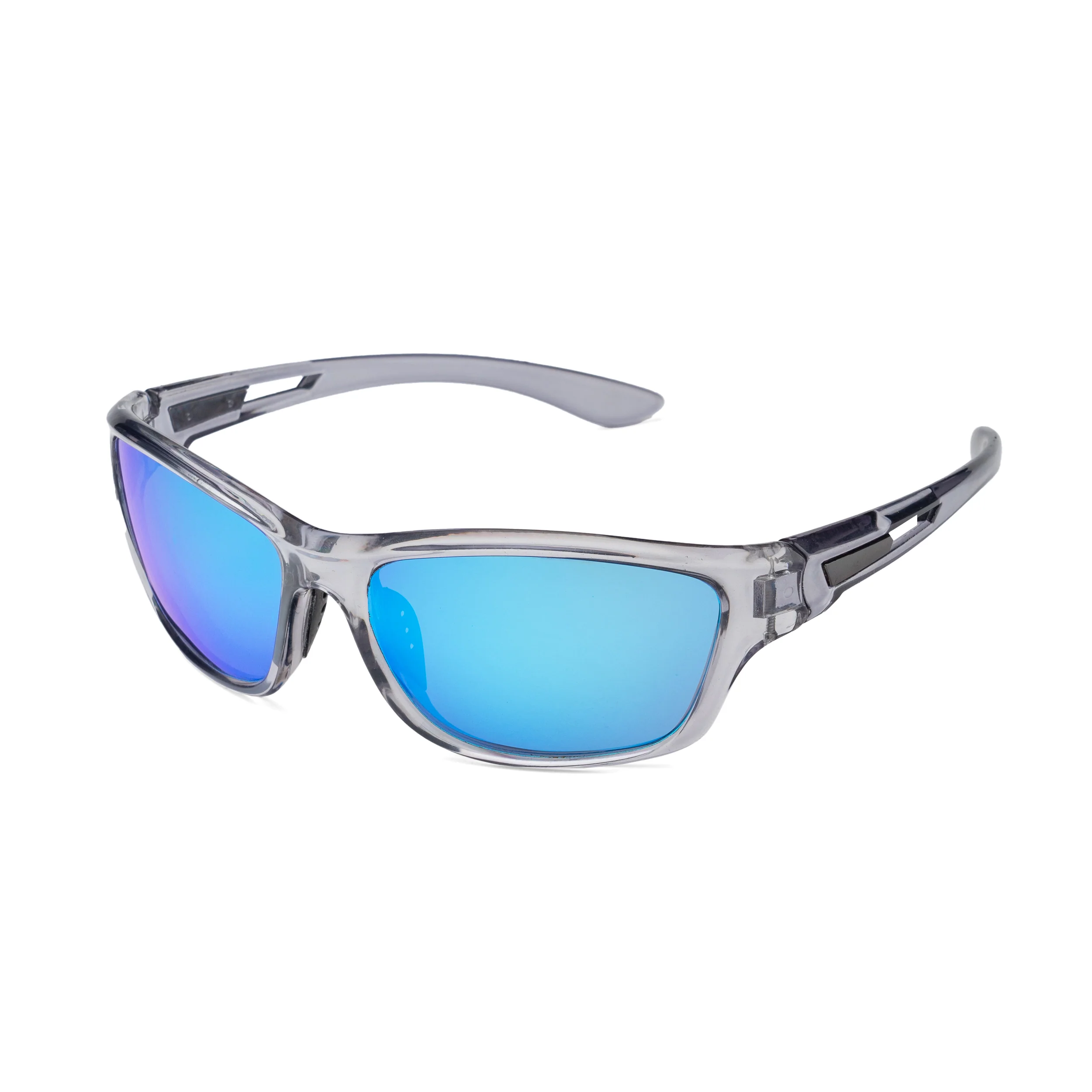 WRAP GLOSSY GREY BLUE UV400 HD SUNGLASSES - Image 3